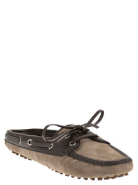 Brunello Cucinelli Women Suede Sabot Loafers With Jewellery