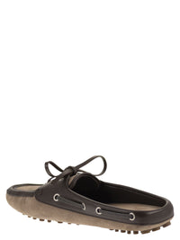 Brunello Cucinelli Women Suede Sabot Loafers With Jewellery