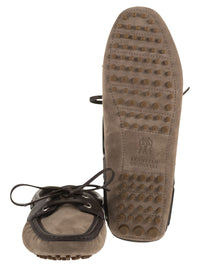 Brunello Cucinelli Women Suede Sabot Loafers With Jewellery