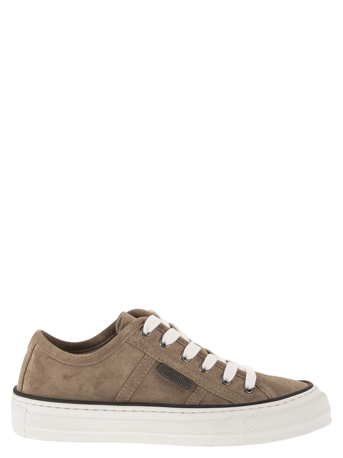 Brunello Cucinelli Women Suede Trainers With Shiny Tab