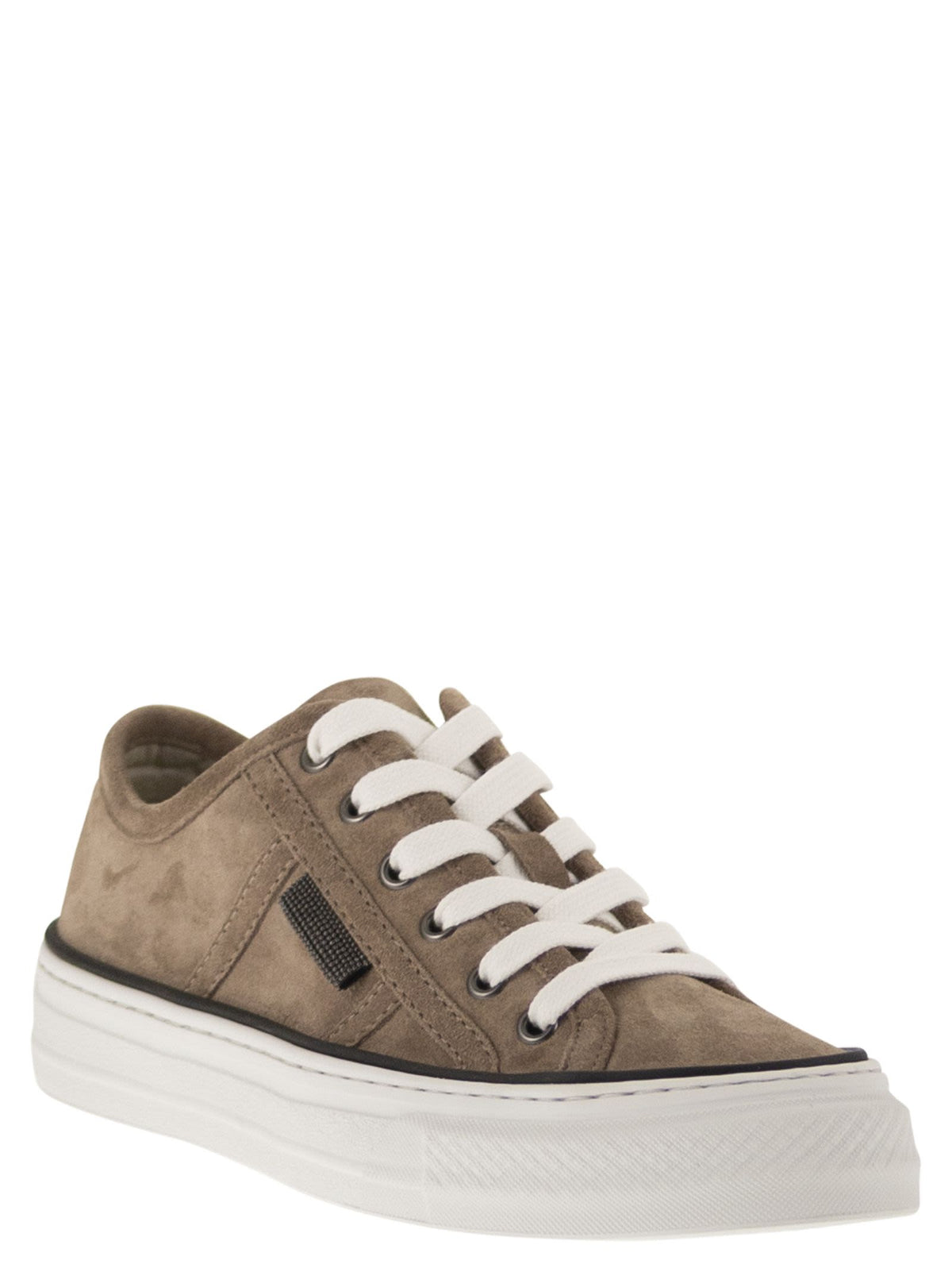Brunello Cucinelli Women Suede Trainers With Shiny Tab
