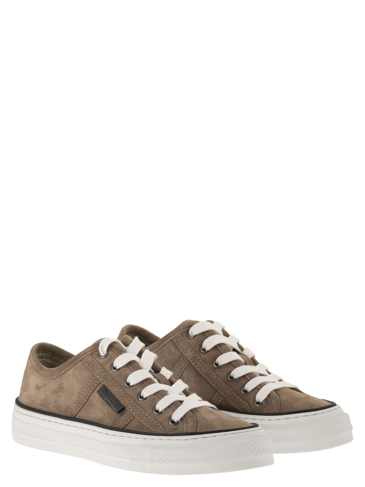 Brunello Cucinelli Women Suede Trainers With Shiny Tab