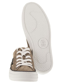 Brunello Cucinelli Women Suede Trainers With Shiny Tab