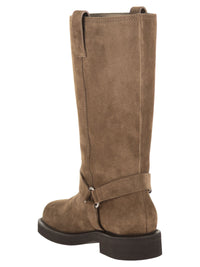 Brunello Cucinelli Women Suede Boots With Harness Strap And Ring Detail