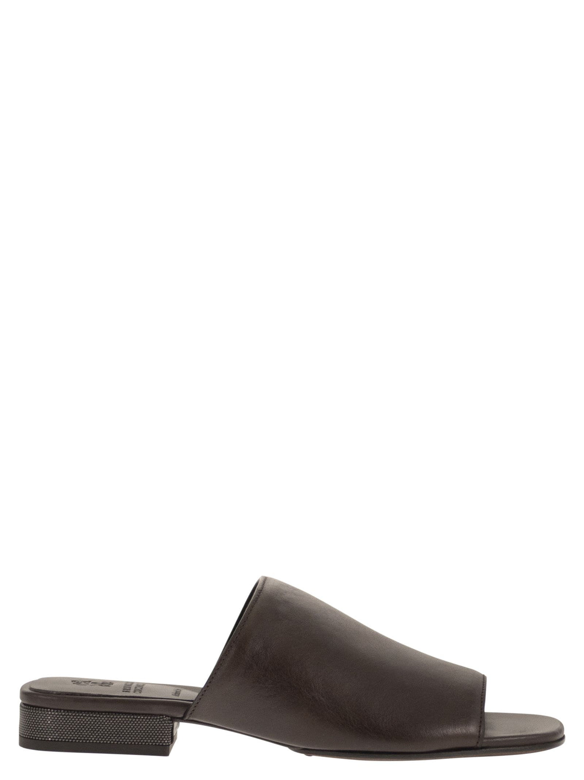 Brunello Cucinelli Women Riding Calfskin Mules With Jewellery