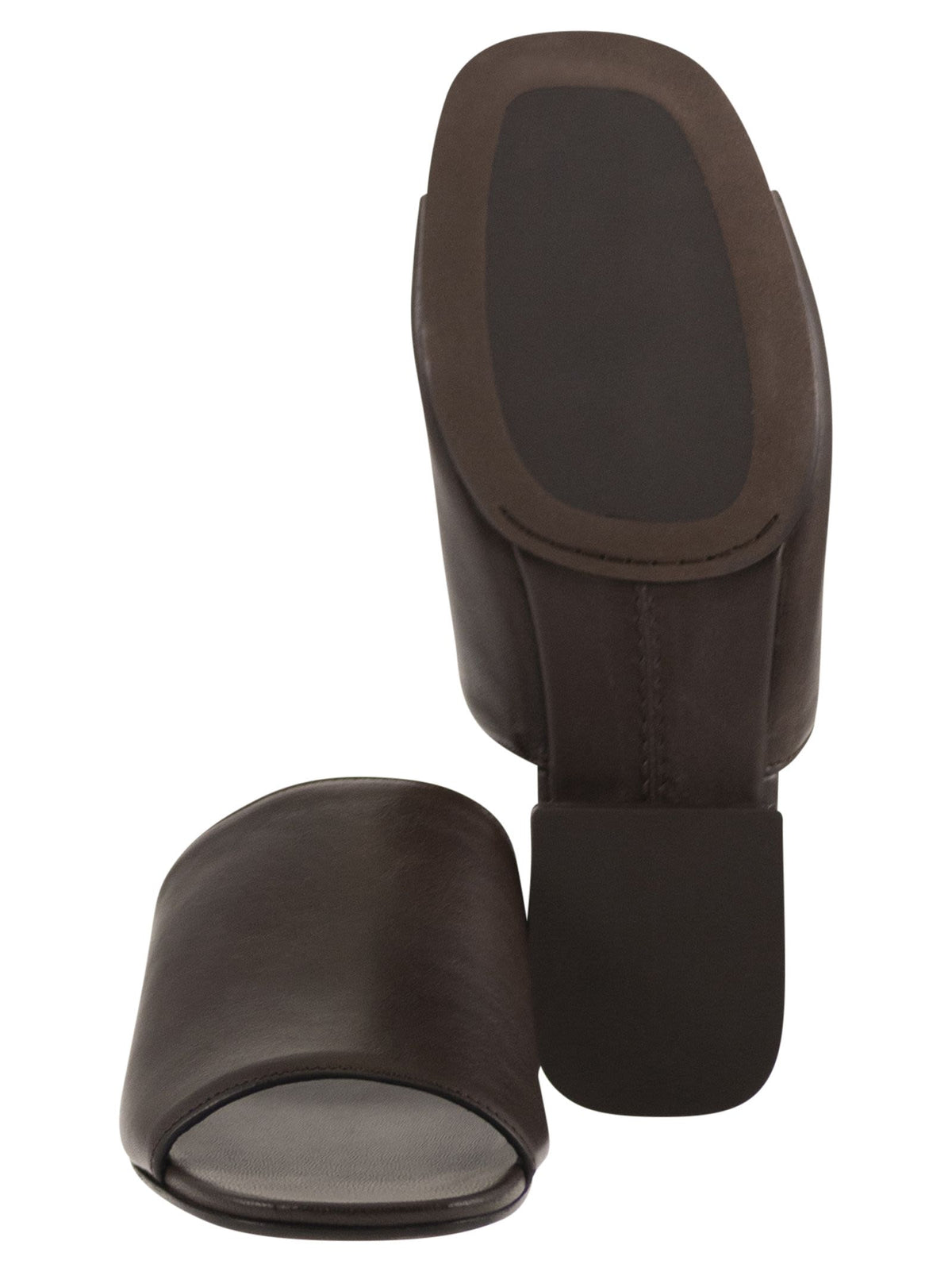 Brunello Cucinelli Women Riding Calfskin Mules With Jewellery