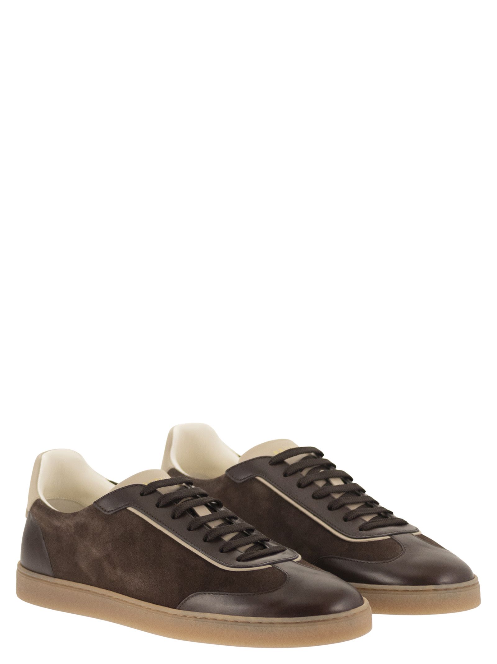 BRUNELLO CUCINELLI☆未使用☆売り切り価格‼️ Brunello Cucinelli Men Low-Top Leather And Suede Sneakers With