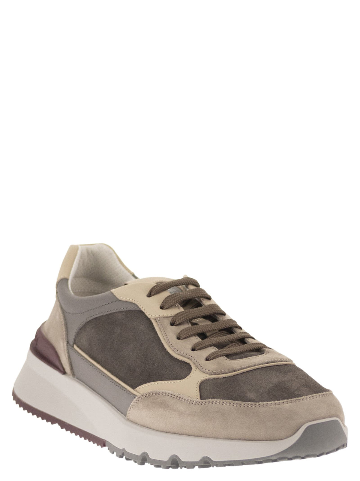 Brunello Cucinelli Men Multicolour Leather And Suede Runner Sneakers