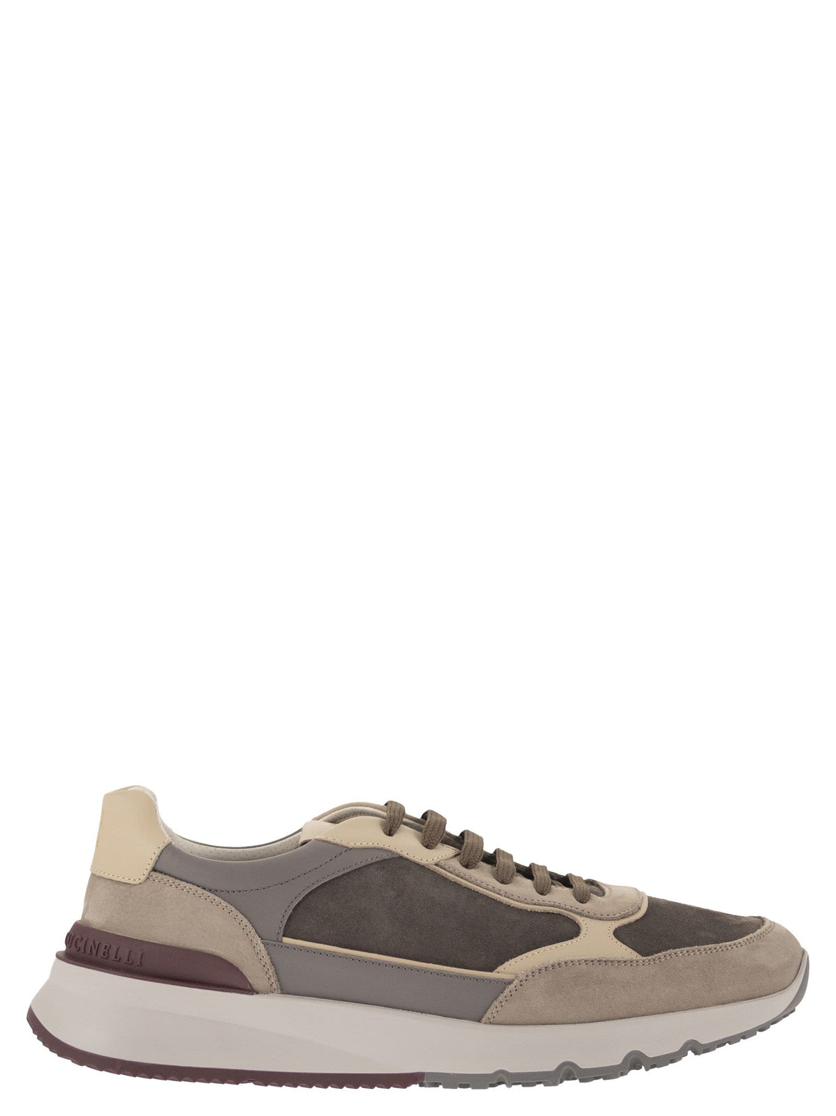 Brunello Cucinelli Men Multicolour Leather And Suede Runner Sneakers
