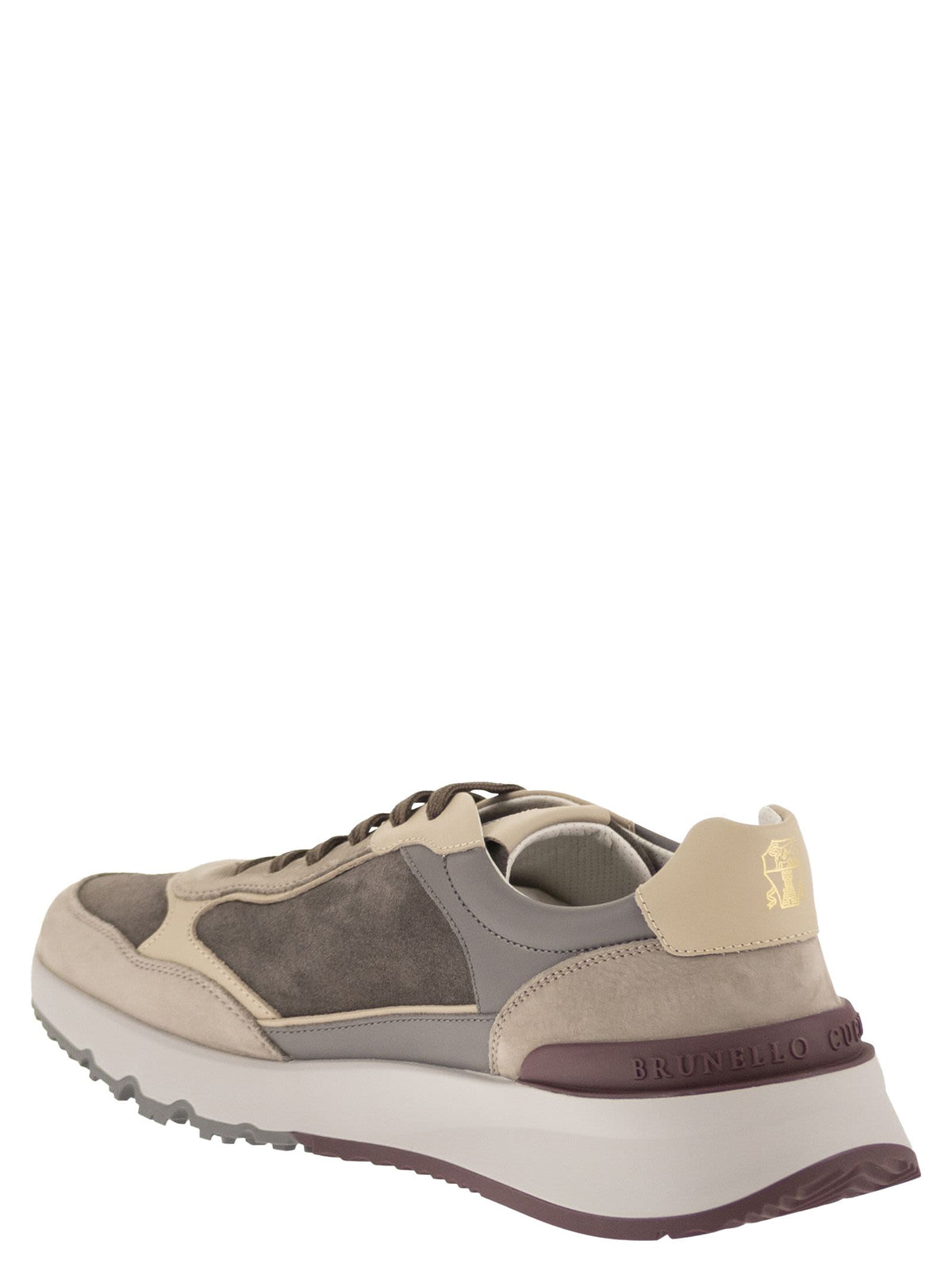Brunello Cucinelli Men Multicolour Leather And Suede Runner Sneakers