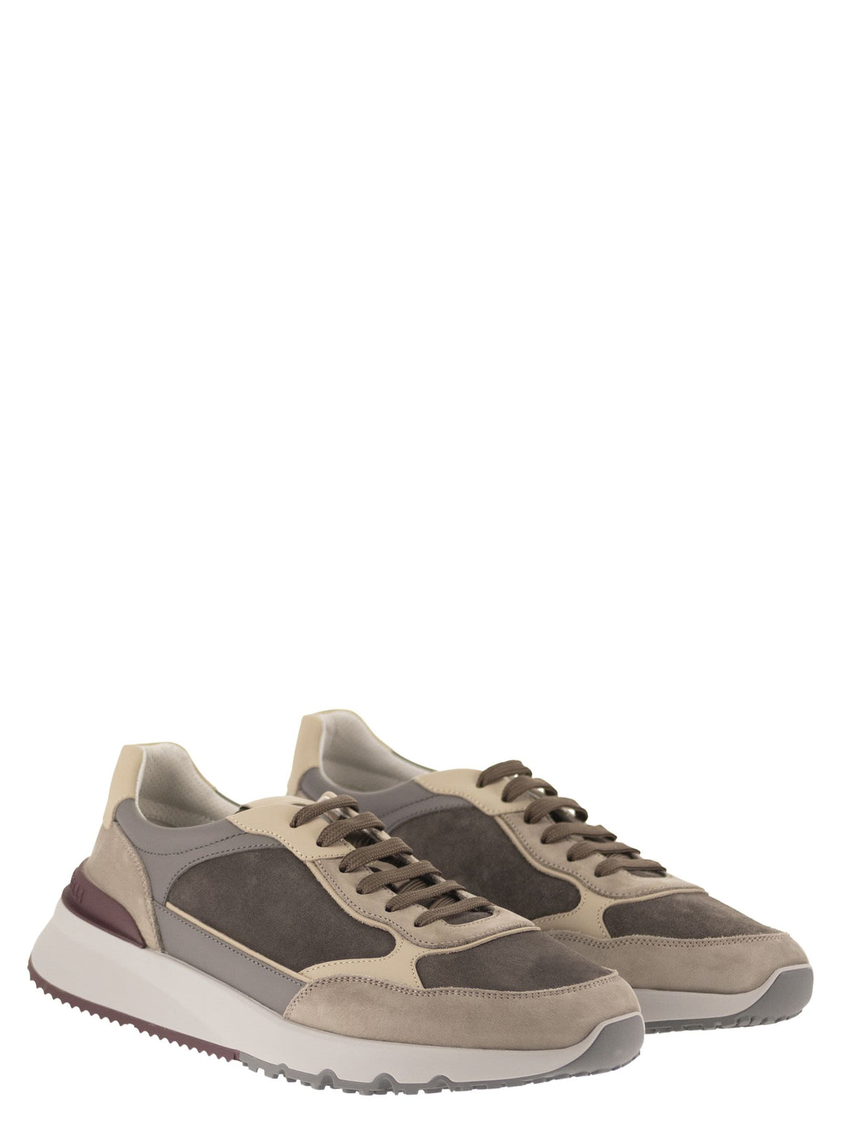 Brunello Cucinelli Men Multicolour Leather And Suede Runner Sneakers