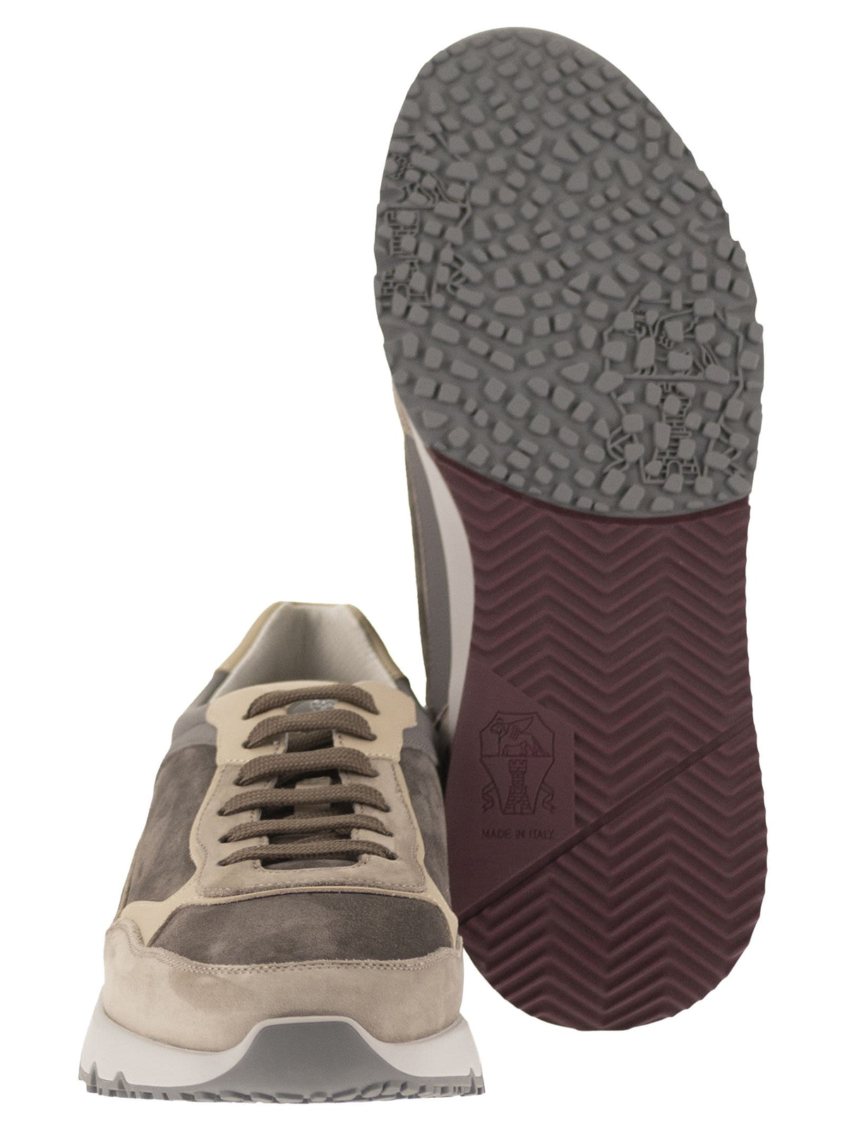 Brunello Cucinelli Men Multicolour Leather And Suede Runner Sneakers