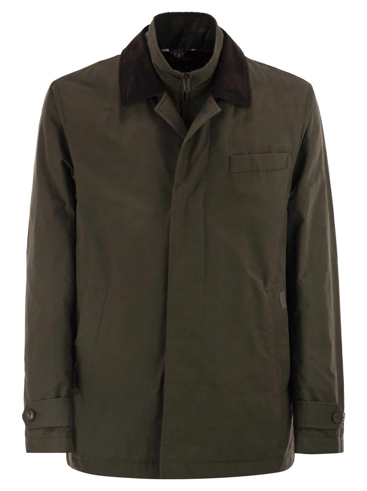 Fay Men Short Morning Raincoat In Cotton And Nylon Faille