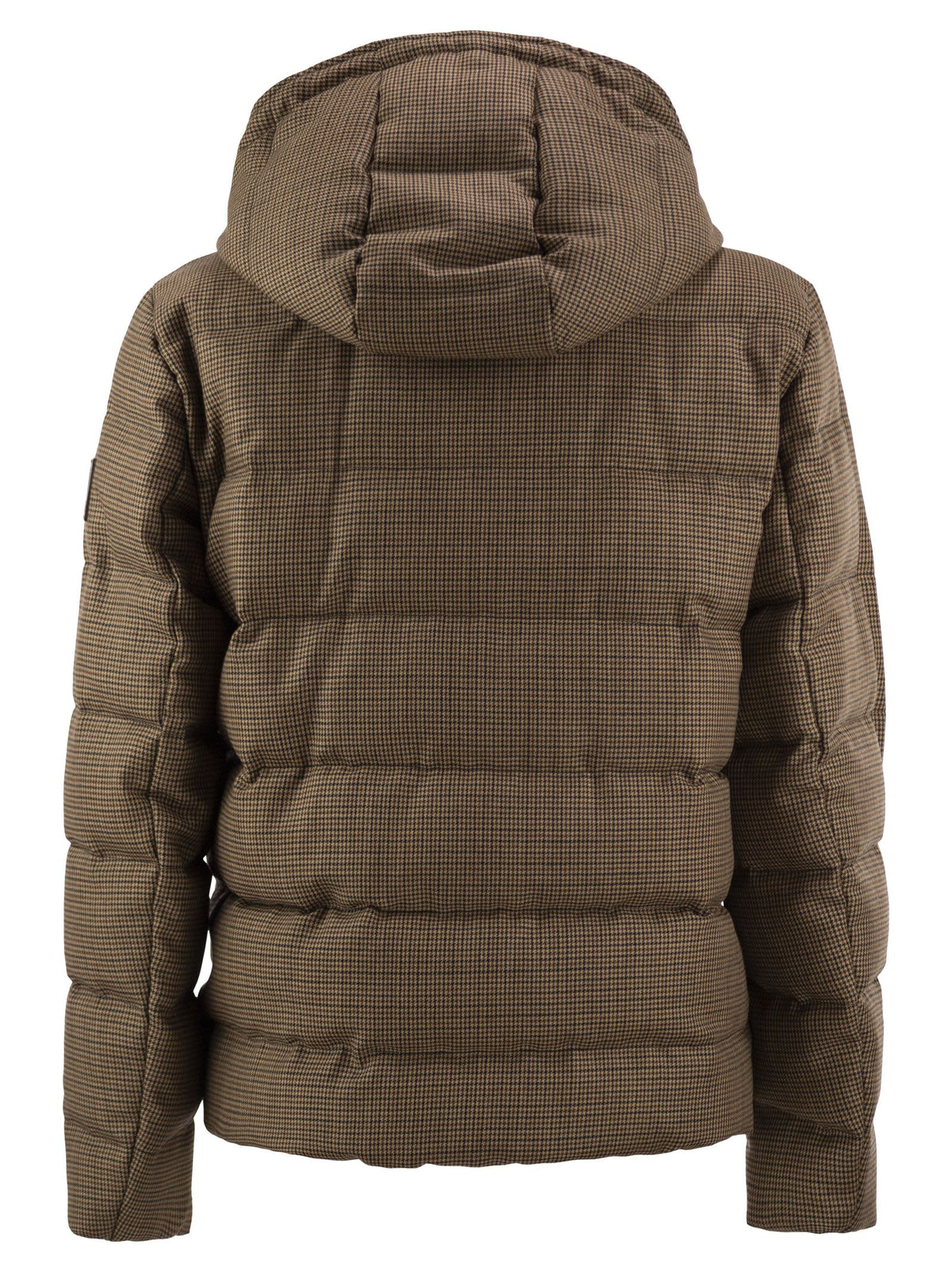 Fay Men Virgin Wool Houndstooth Down Jacket With Hood
