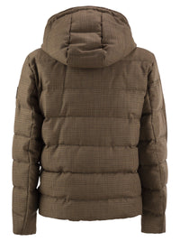 Fay Men Virgin Wool Houndstooth Down Jacket With Hood