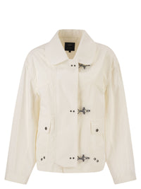 FAY Fay Women Cropped Technical Cotton Jacket With Signature Hook Fastening