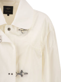 FAY Fay Women Cropped Technical Cotton Jacket With Signature Hook Fastening