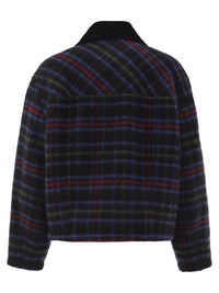 Fay Women Checked Wool-Blend Jacket With Hook Fastenings