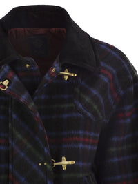 Fay Women Checked Wool-Blend Jacket With Hook Fastenings