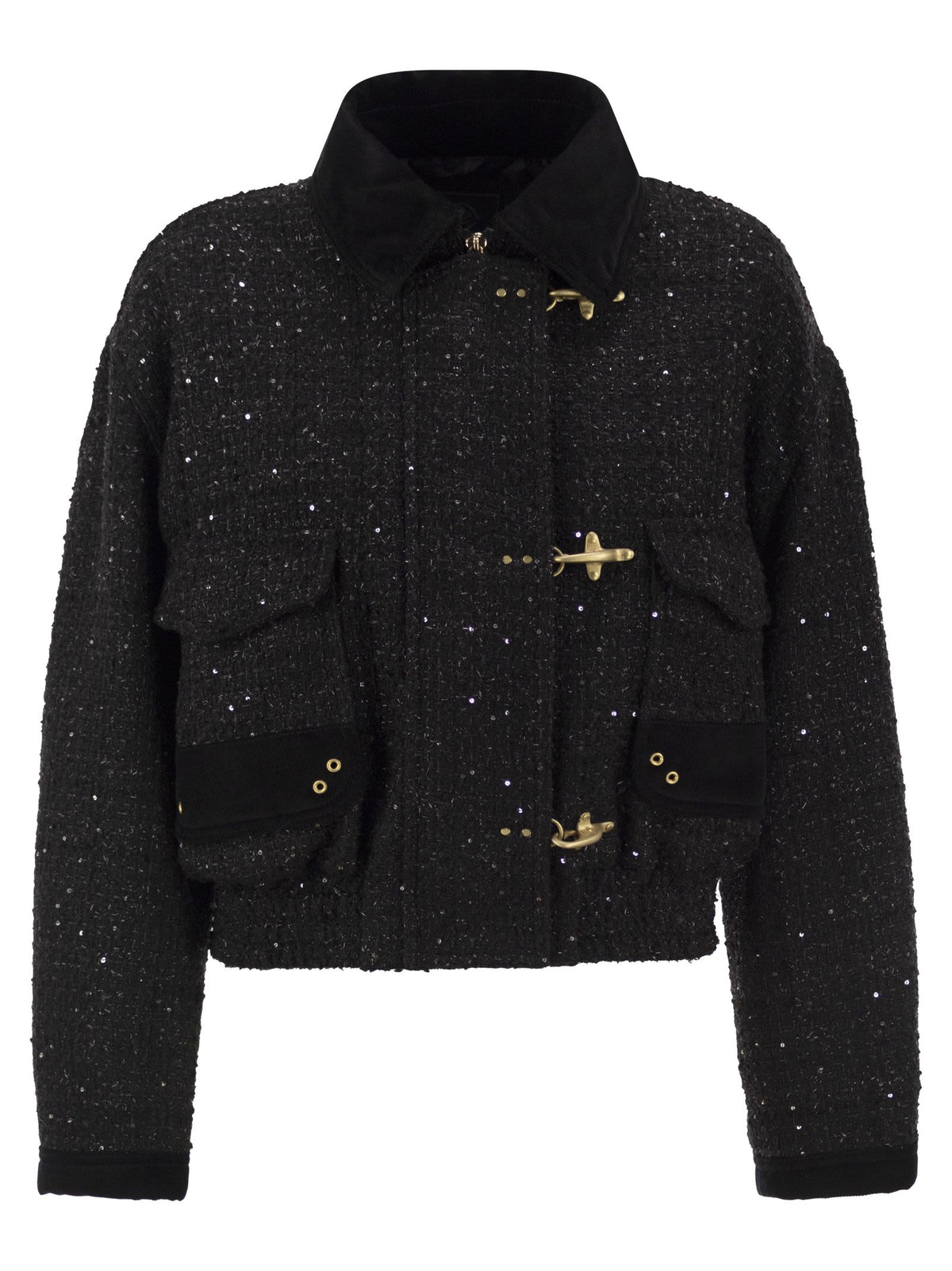 Fay Women Cropped Tweed Jacket With Sequins And Fay Hooks
