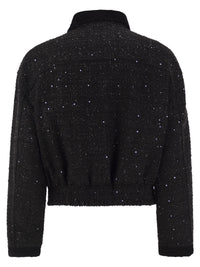 Fay Women Cropped Tweed Jacket With Sequins And Fay Hooks