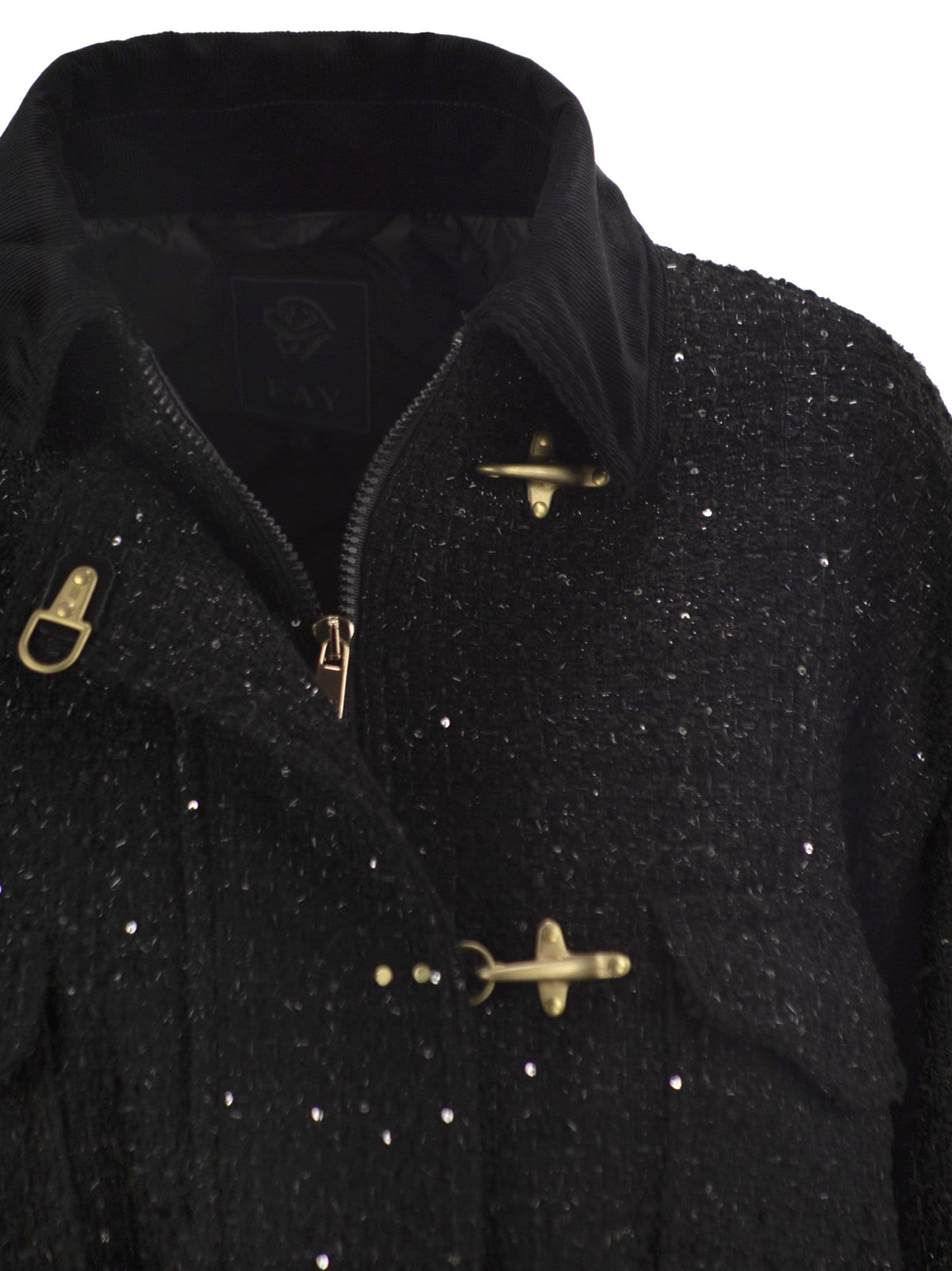 Fay Women Cropped Tweed Jacket With Sequins And Fay Hooks