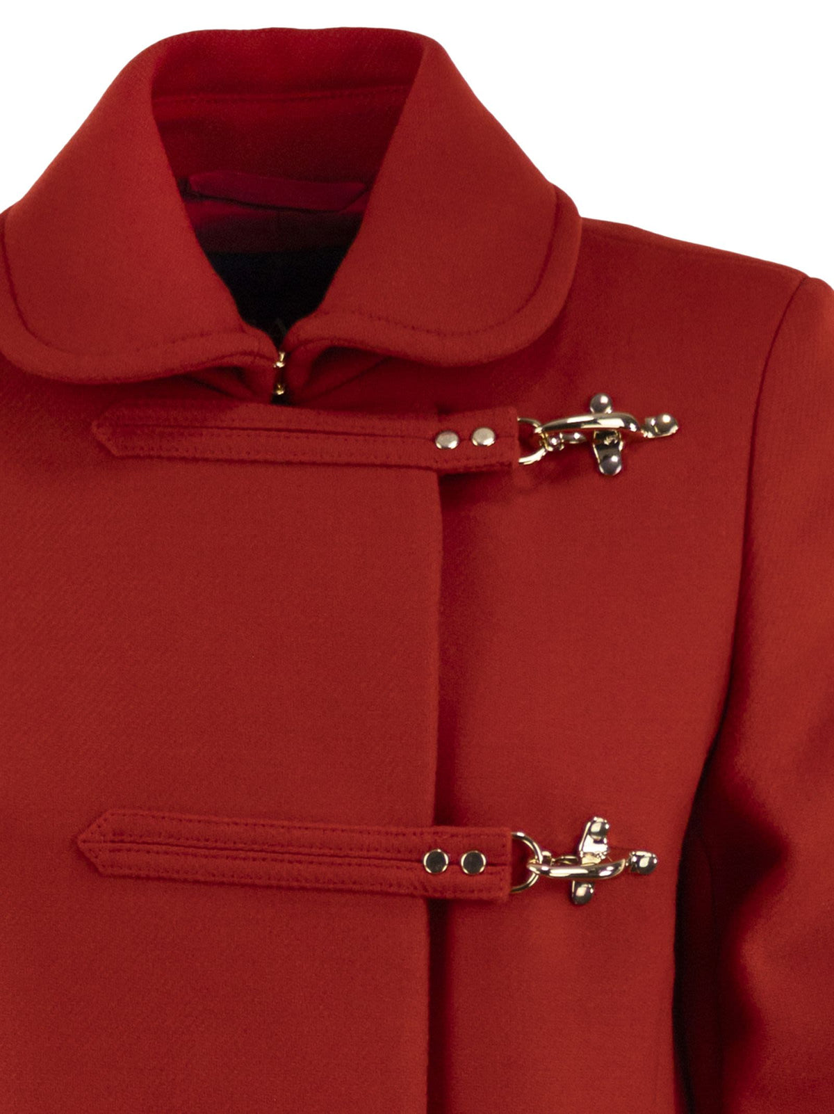 Fay Women Wool-Blend Short Coat With 3 Ganci
