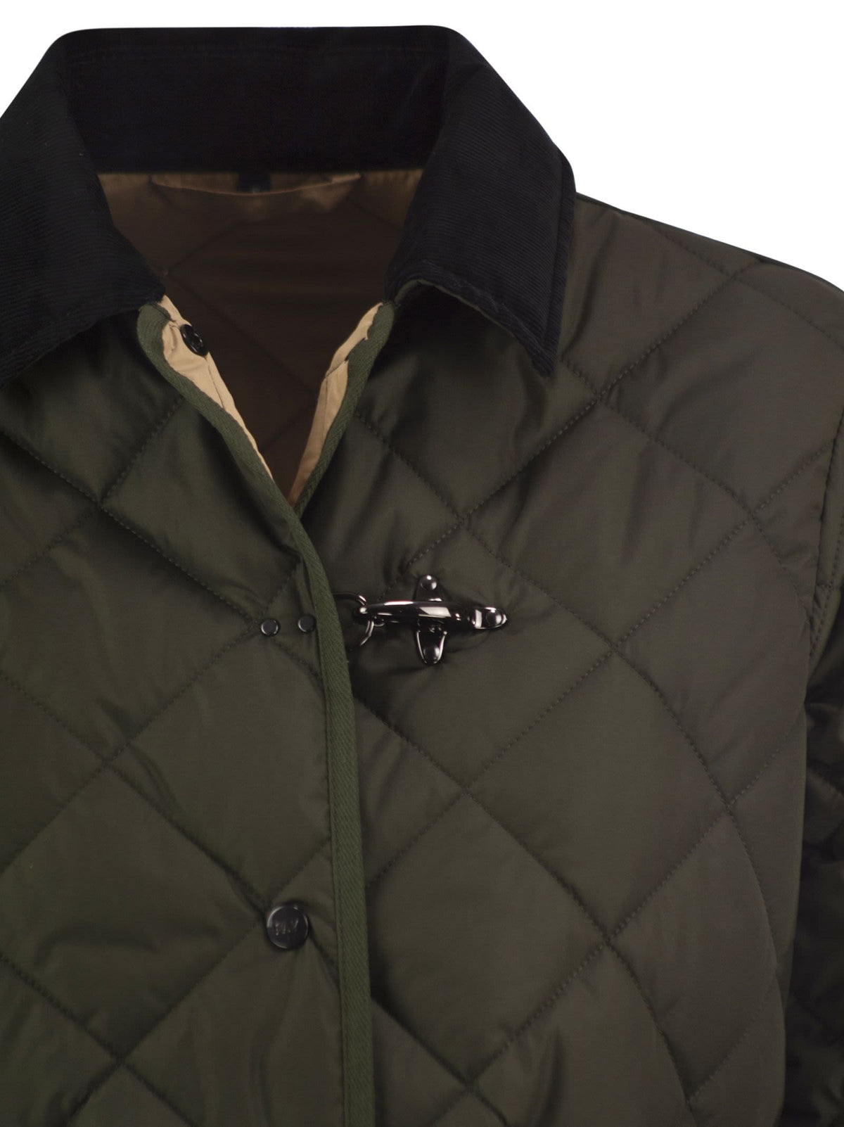 Fay Women Quilted Jacket With Corduroy Collar And Fay Hook