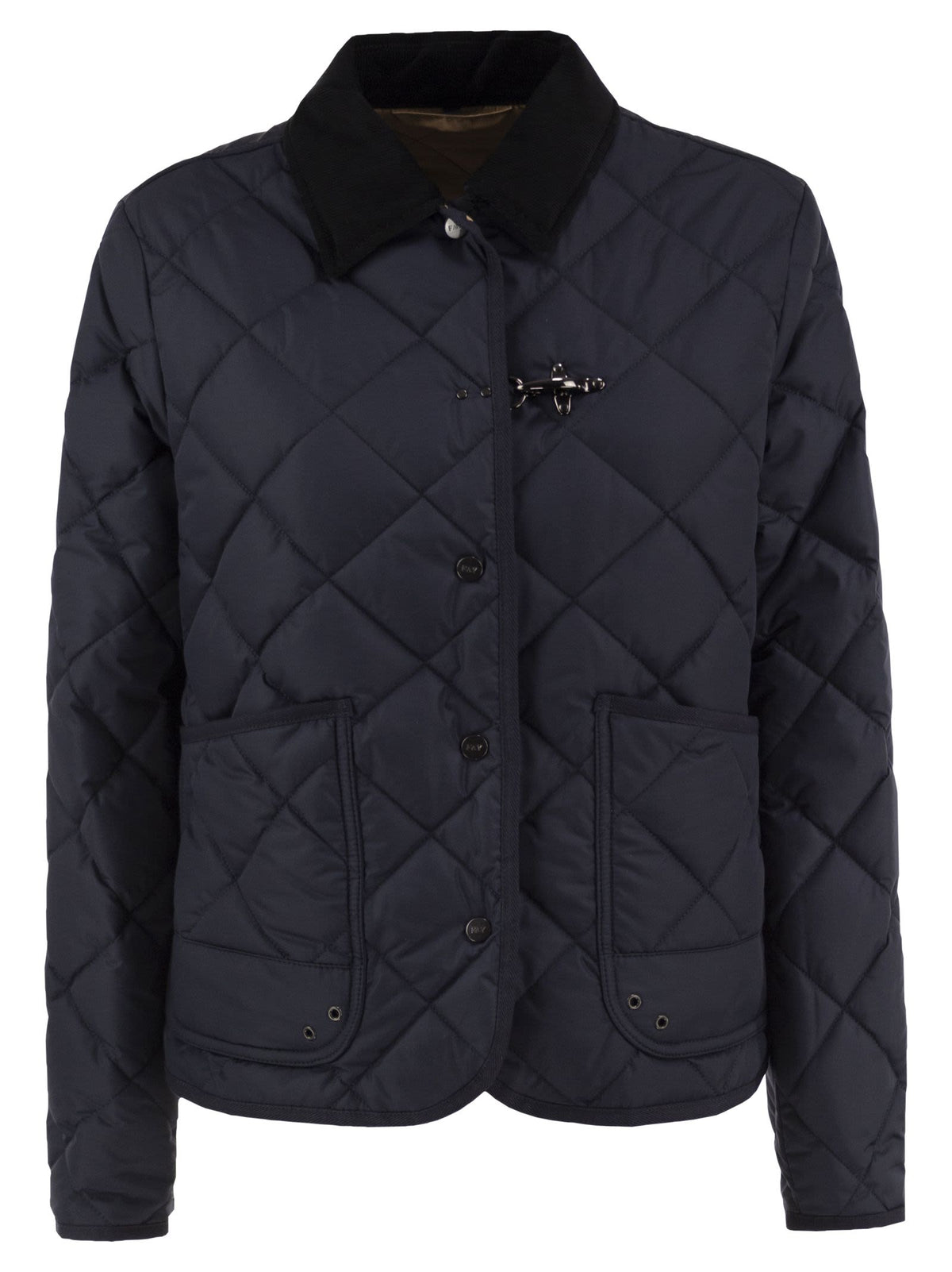 FAY Fay Women Quilted Jacket With Corduroy Collar And Fay Hook