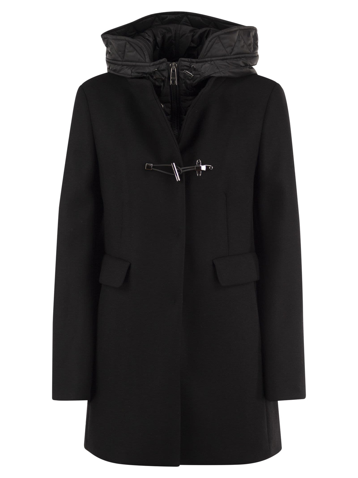 Fay Women Virgin Wool And Cashmere Blend Coat With Padded Hood