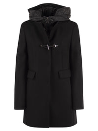 Fay Women Virgin Wool And Cashmere Blend Coat With Padded Hood