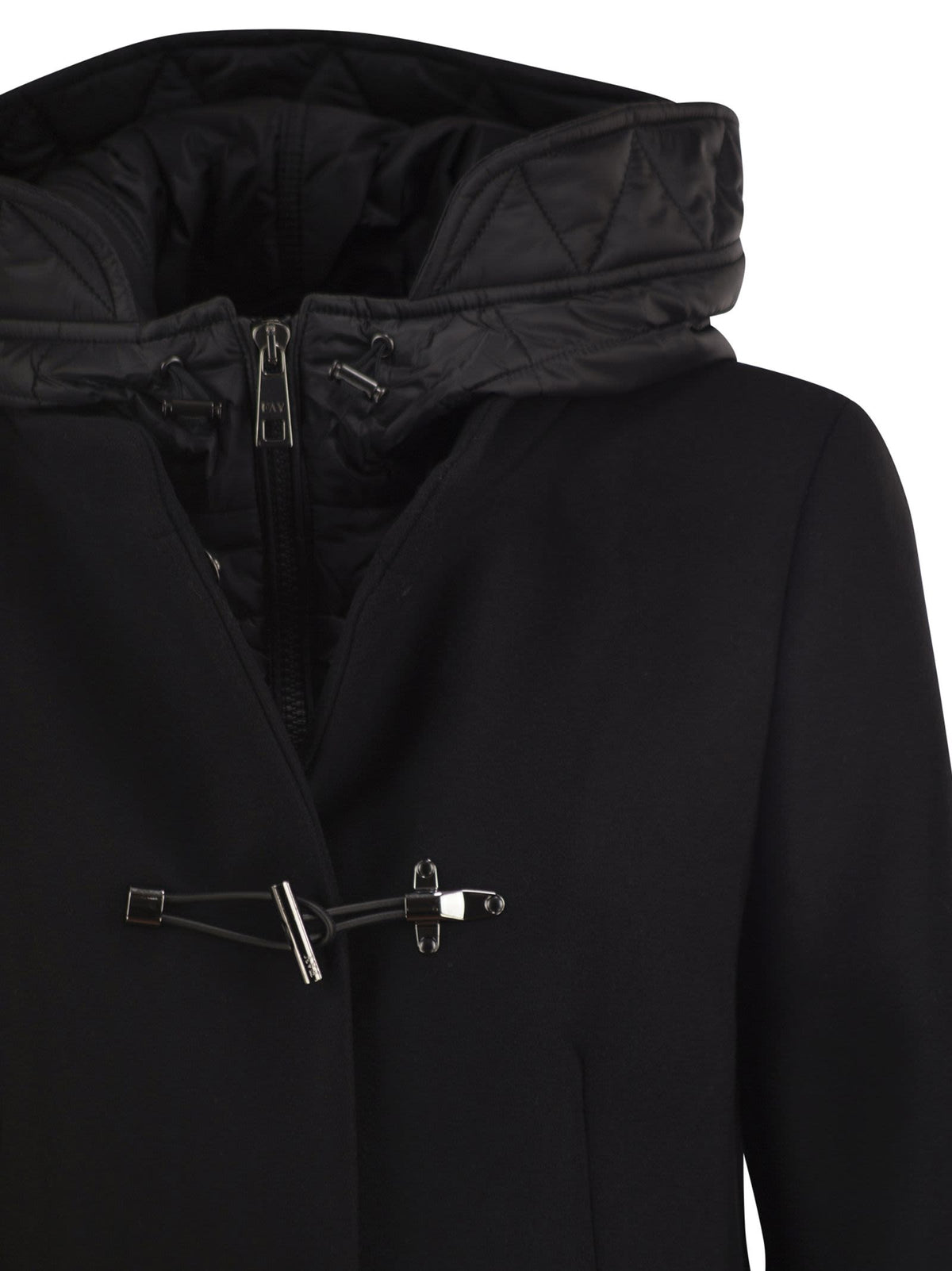 Fay Women Virgin Wool And Cashmere Blend Coat With Padded Hood