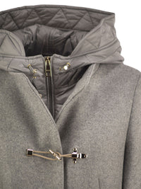 FAY Fay Women Wool-Blend Coat With Padded Bib And Hood