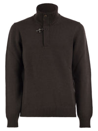 Fay Men Virgin Wool Jumper With High Neck And Hook Fastening