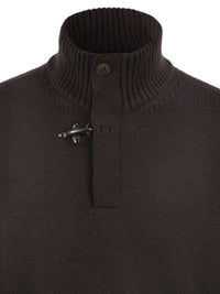 Fay Men Virgin Wool Jumper With High Neck And Hook Fastening