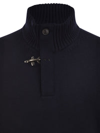 Fay Men Virgin Wool Jumper With High Neck And Hook Fastening