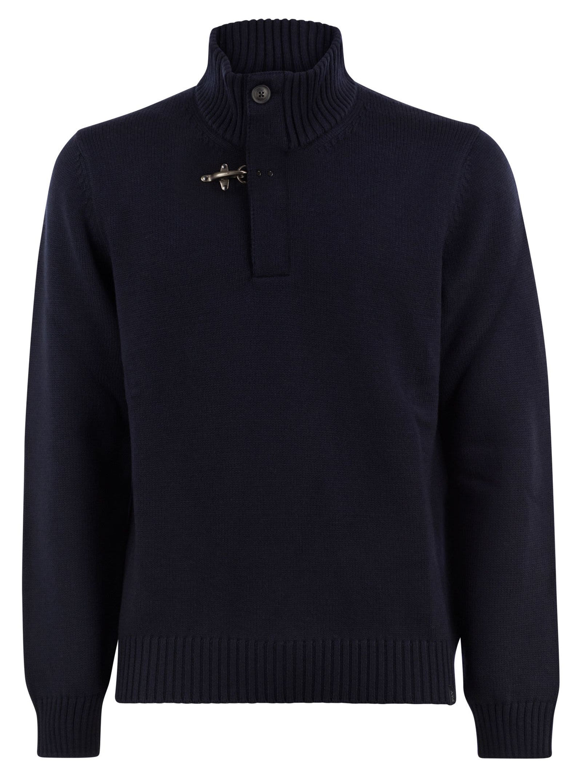 Fay Men Virgin Wool Jumper With High Neck And Hook Fastening