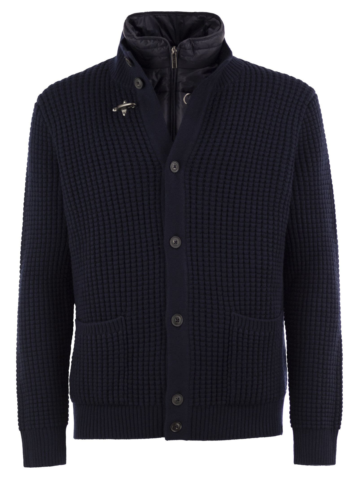 Fay Men Wool Cardigan With Removable Padded Gilet