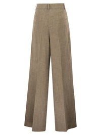 Fay Women Regular Fit Trousers In Micro-Check Cotton And Linen