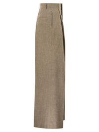 Fay Women Regular Fit Trousers In Micro-Check Cotton And Linen