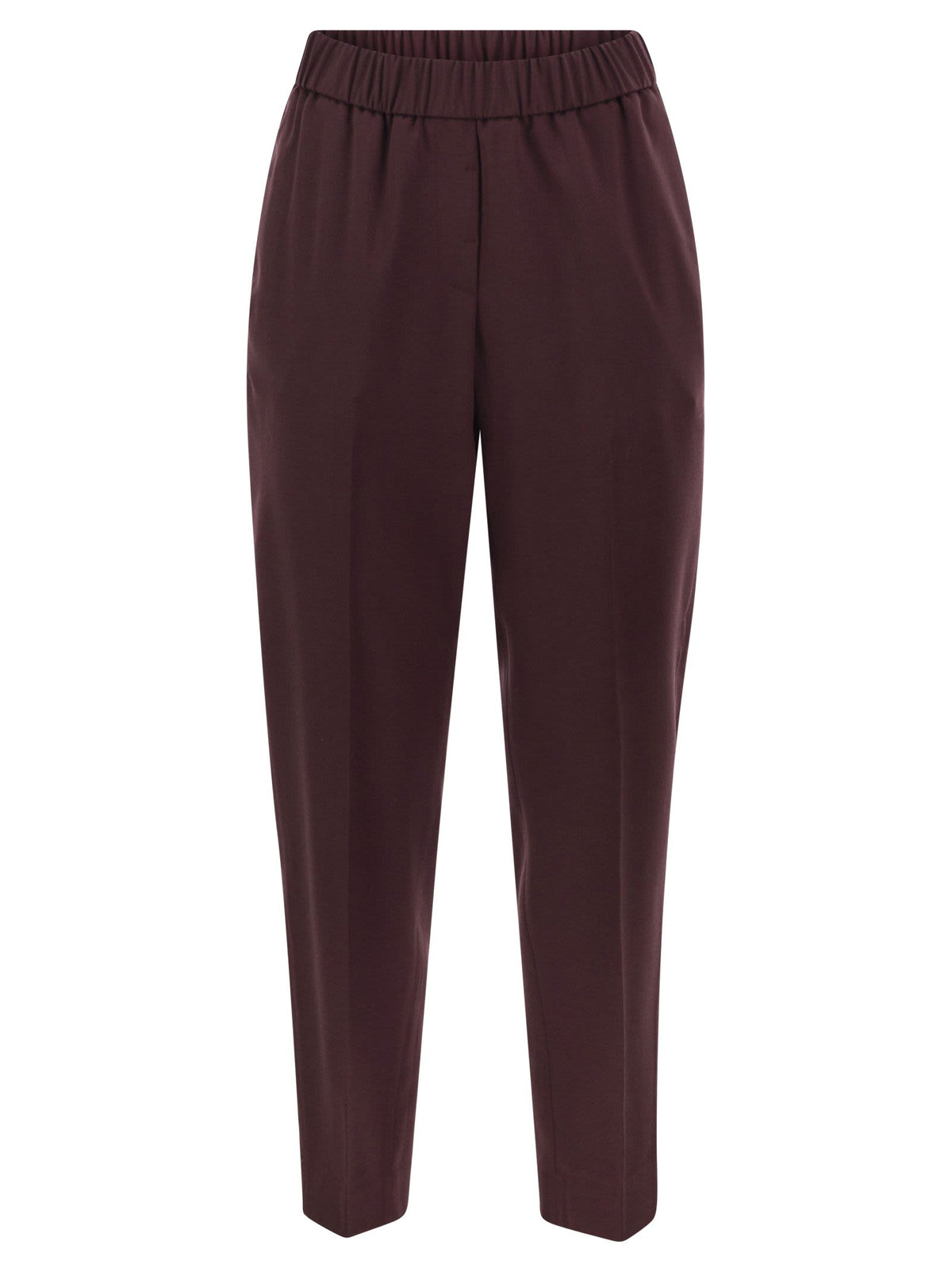 Peserico Women Virgin Wool Trousers With Elasticated Waistband