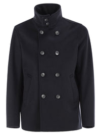 Herno Men Double-Breasted Jacket In Wool-Effect Fabric With High Collar