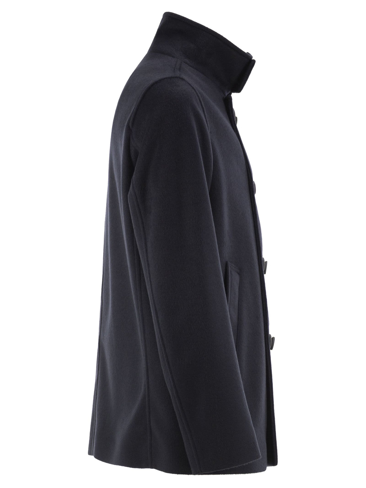 Herno Men Double-Breasted Jacket In Wool-Effect Fabric With High Collar