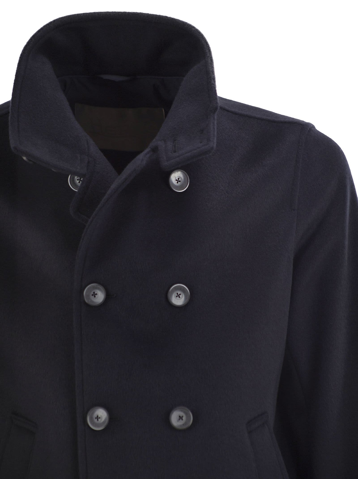 Herno Men Double-Breasted Jacket In Wool-Effect Fabric With High Collar