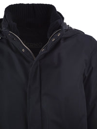 Herno Men Hooded Parka With Knitted Inner Collar