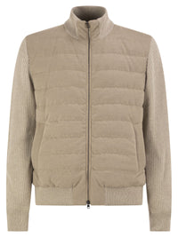 Herno Men Quilted Knit And Fabric Jacket With High Collar