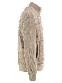 Herno Men Quilted Knit And Fabric Jacket With High Collar