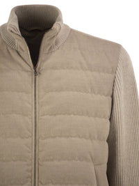 Herno Men Quilted Knit And Fabric Jacket With High Collar