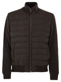 Herno Men Quilted Knit And Fabric Jacket With High Collar