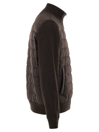 Herno Men Quilted Knit And Fabric Jacket With High Collar